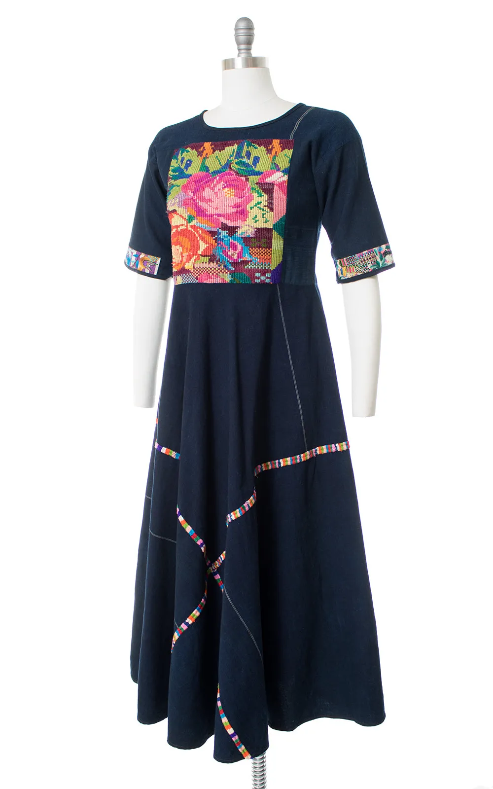 1970s Hand-Woven & Embroidered Guatemalan Huipil Dress | small