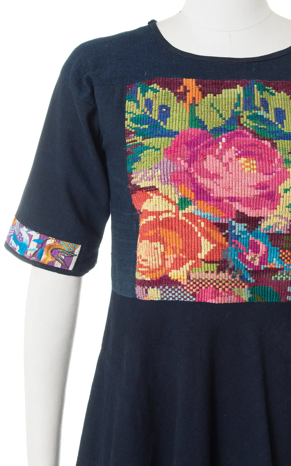 1970s Hand-Woven & Embroidered Guatemalan Huipil Dress | small
