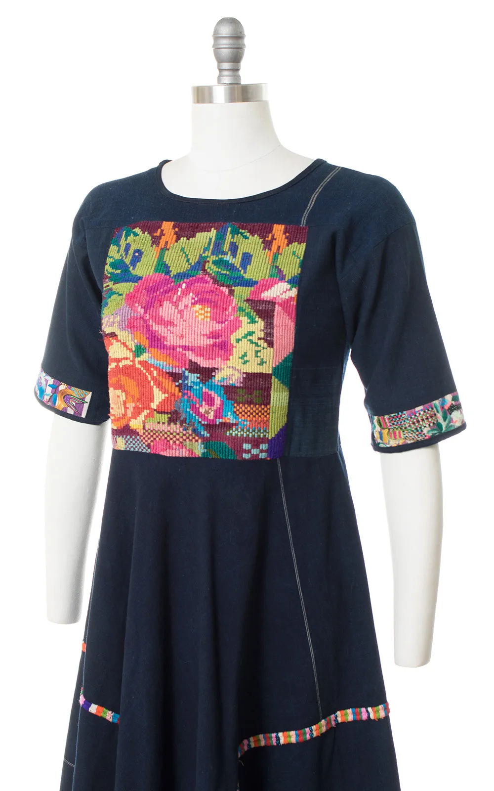 1970s Hand-Woven & Embroidered Guatemalan Huipil Dress | small