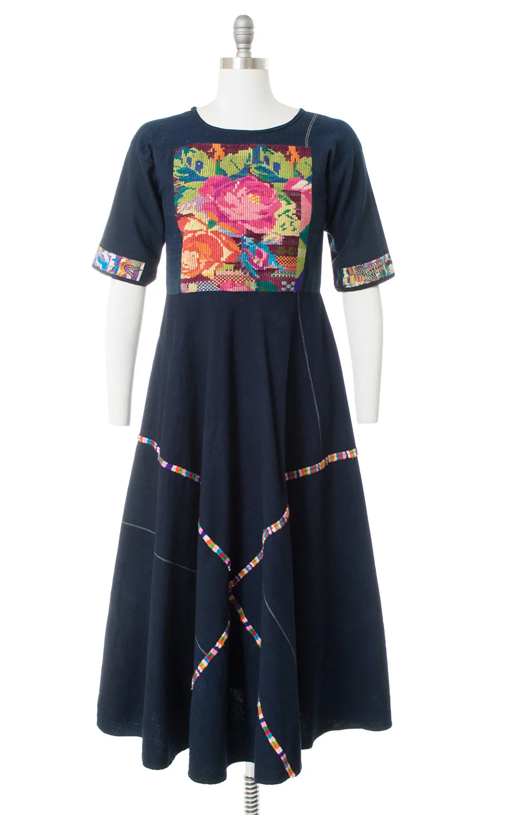 1970s Hand-Woven & Embroidered Guatemalan Huipil Dress | small