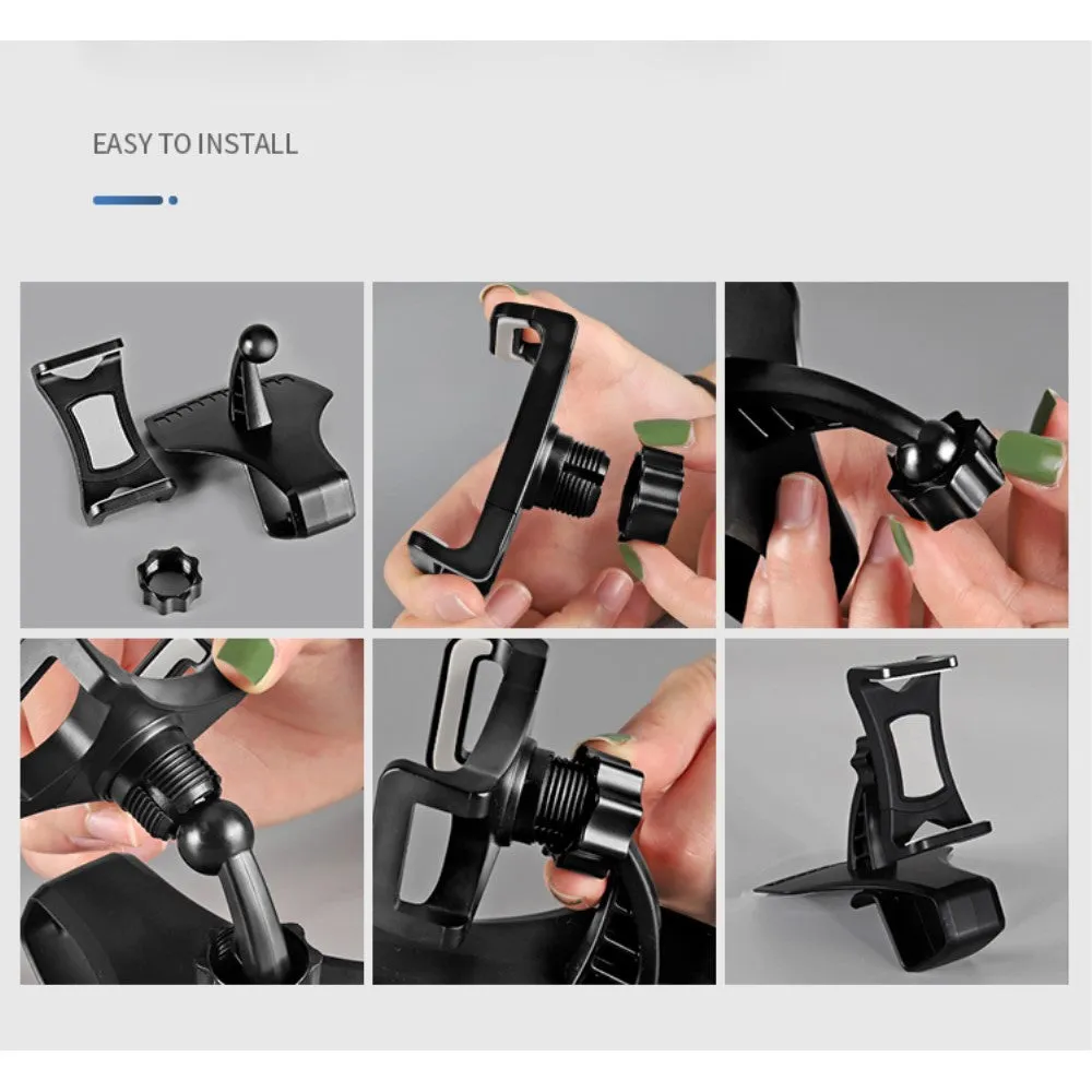 3 in 1 Car GPS Smartphone Holder: Dashboard / Visor Clamp   AC Grid Clip for Sharp R1S - Black