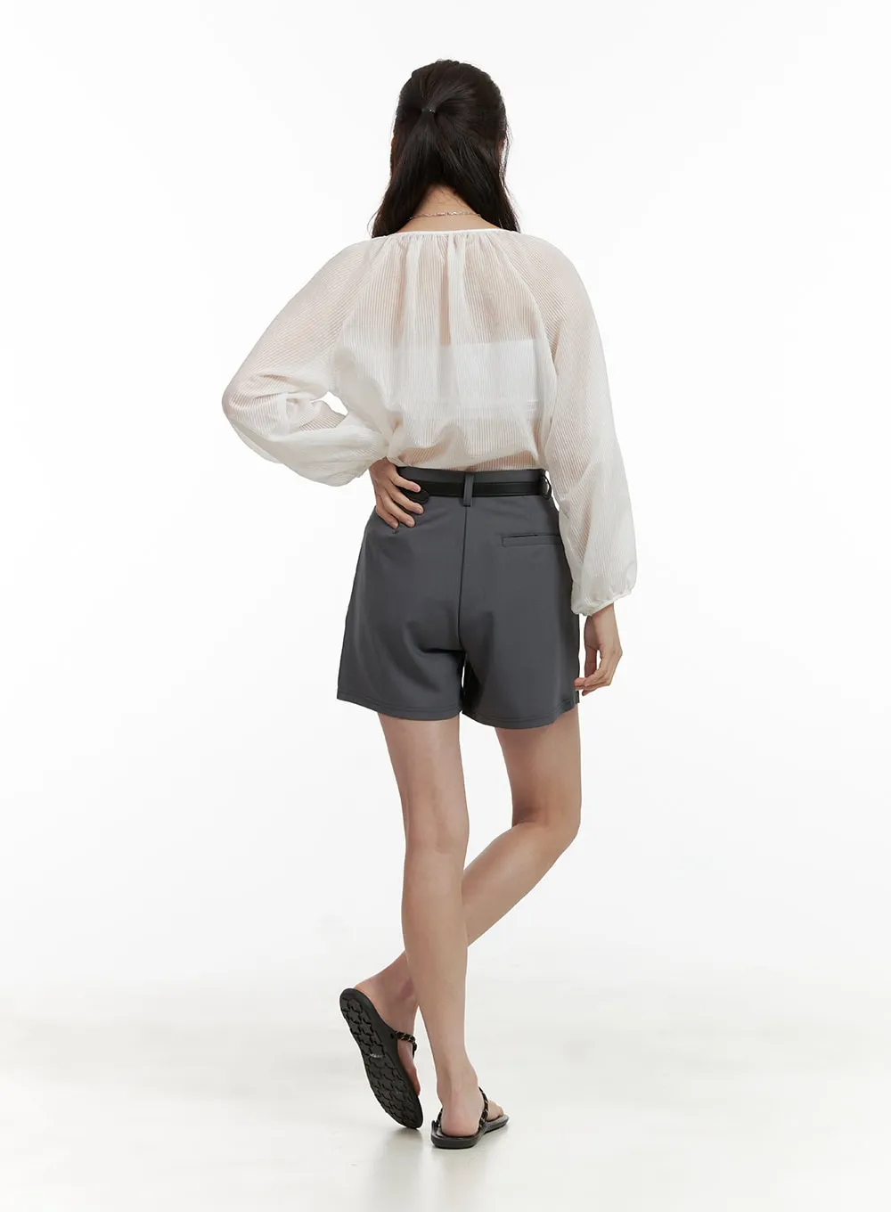Buttoned Summer Long Sleeve Blouse OU411