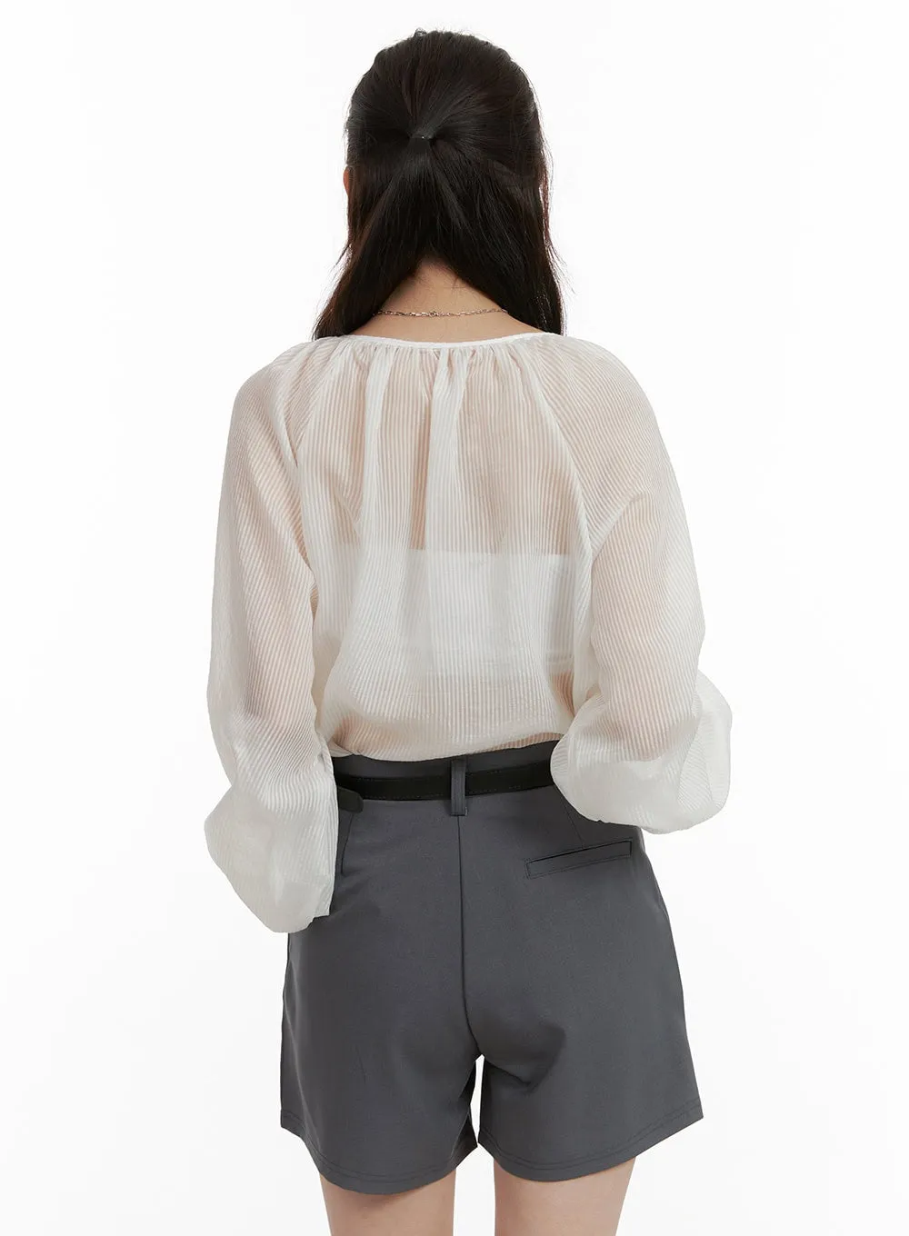 Buttoned Summer Long Sleeve Blouse OU411