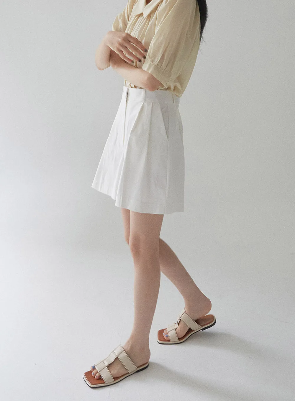 Cotton Pintuck Half Pants