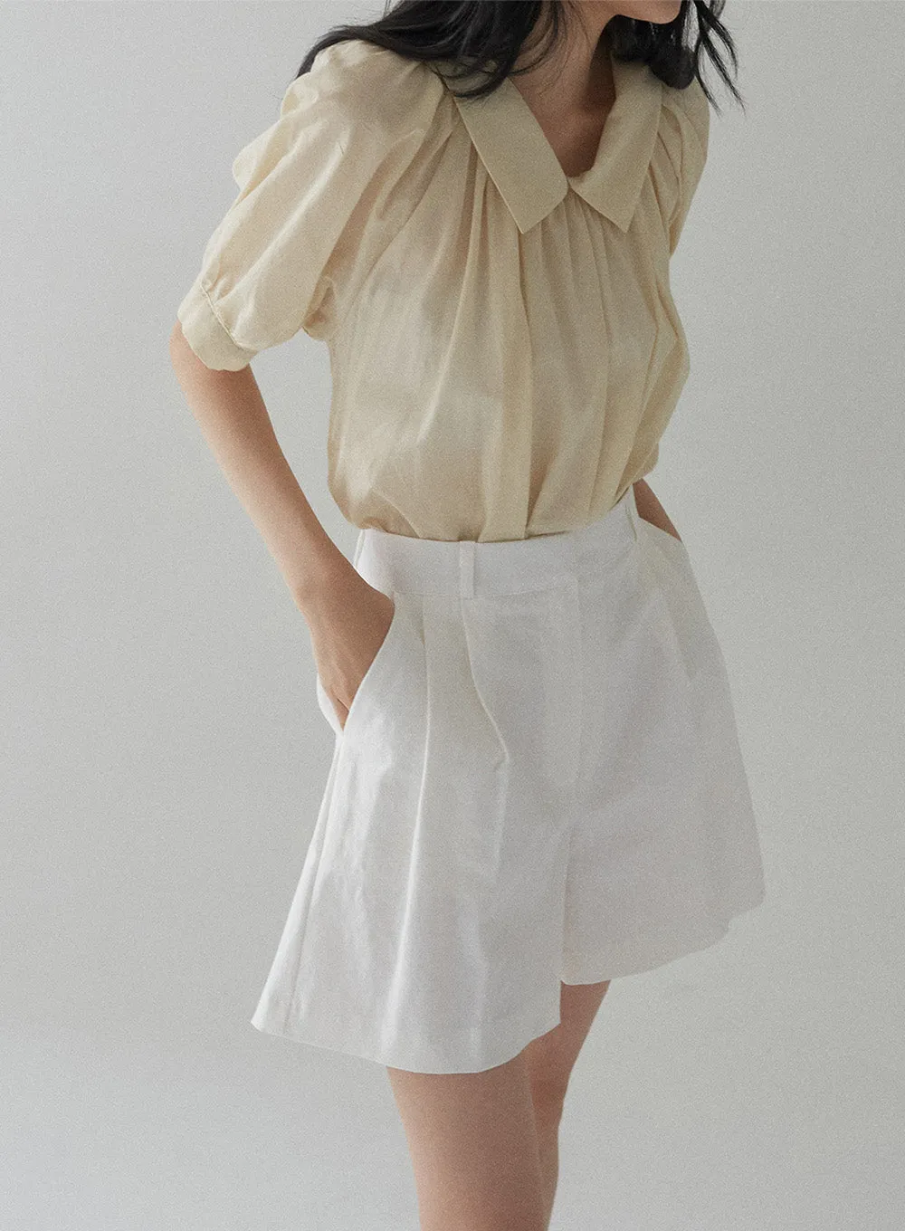 Cotton Pintuck Half Pants