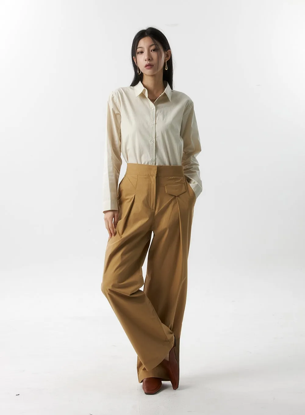 Cotton Pintuck Wide Leg Pants IS315