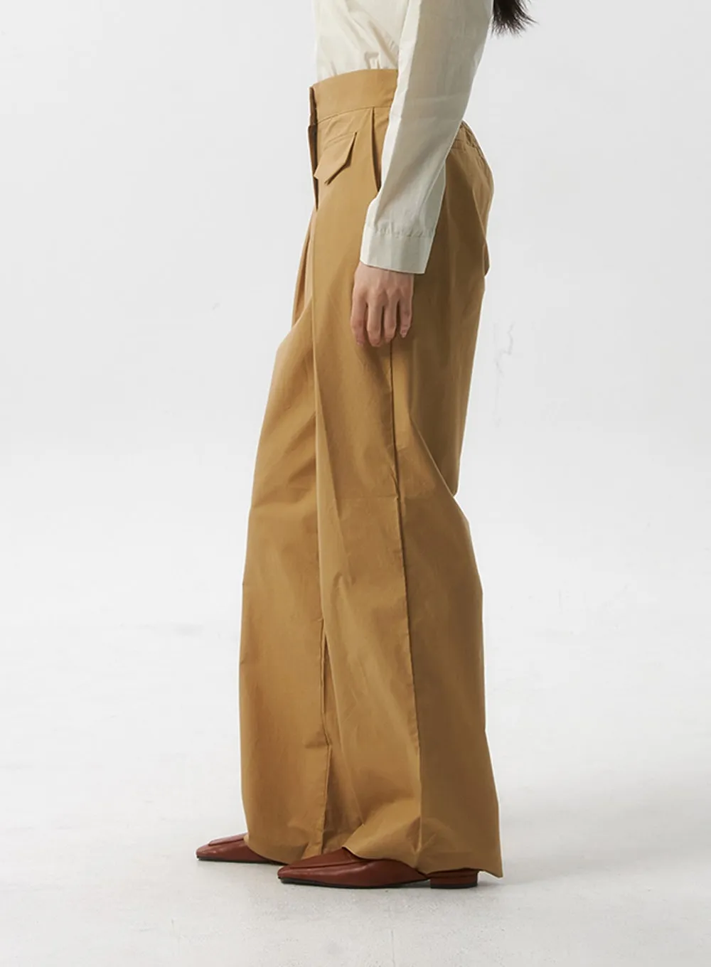 Cotton Pintuck Wide Leg Pants IS315