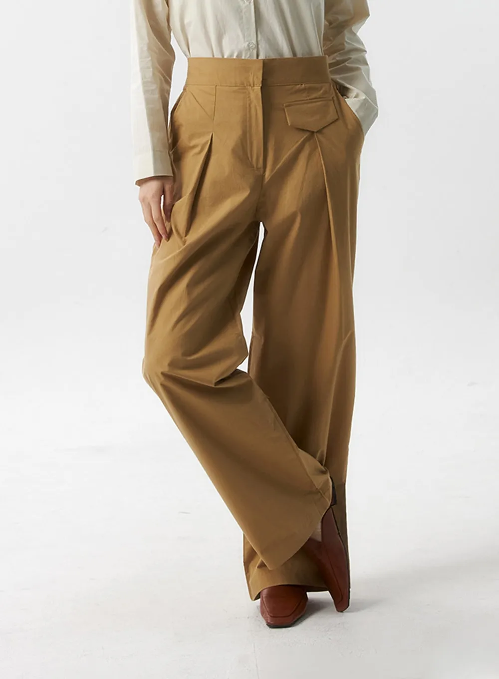 Cotton Pintuck Wide Leg Pants IS315
