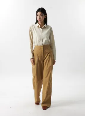 Cotton Pintuck Wide Leg Pants IS315