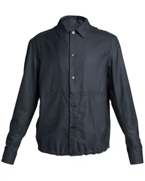 Dark Blue Tonal Plaid Overshirt