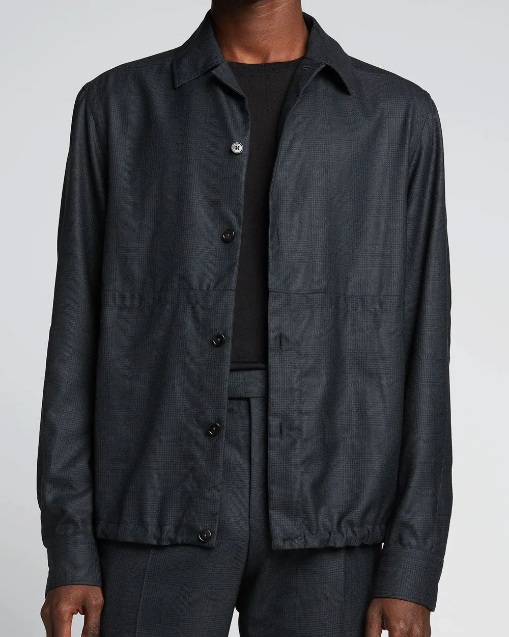 Dark Blue Tonal Plaid Overshirt