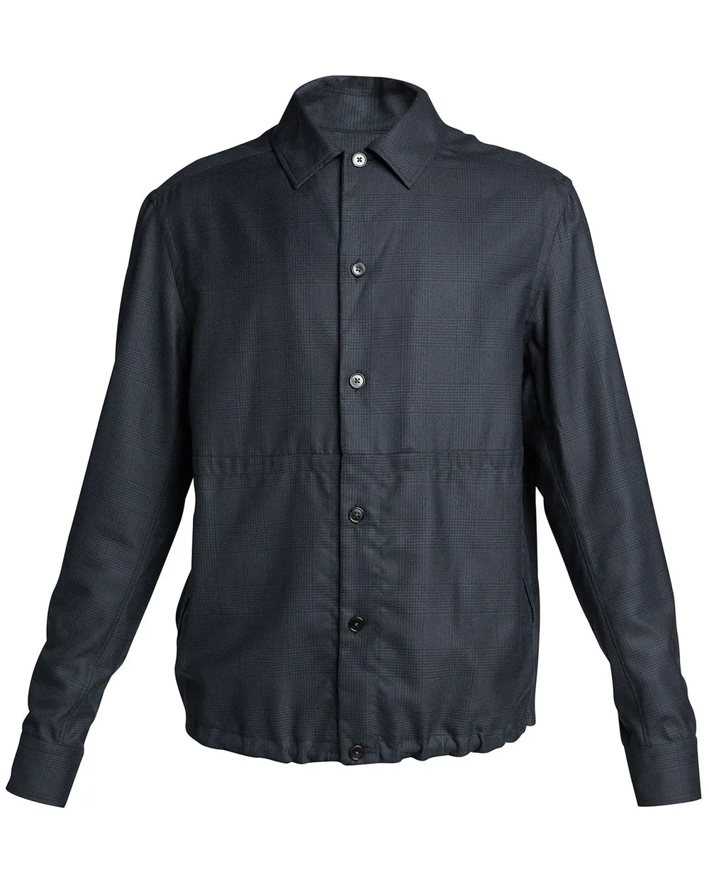 Dark Blue Tonal Plaid Overshirt