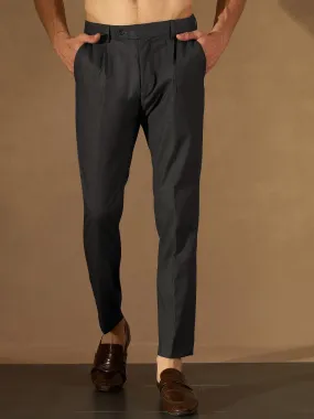 DENNISON Men Charcoal Formal Trousers