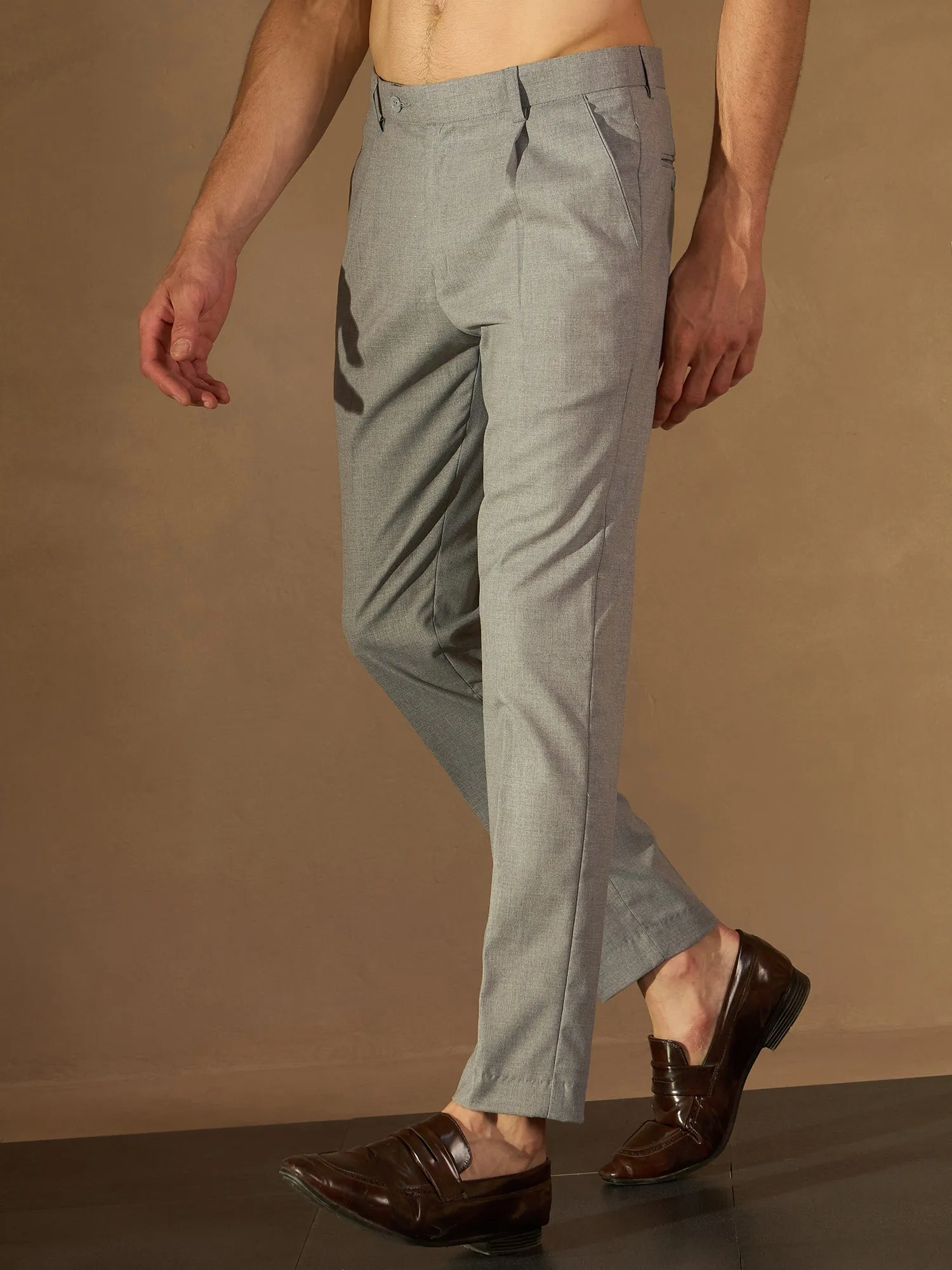 DENNISON Men Grey Formal Trousers