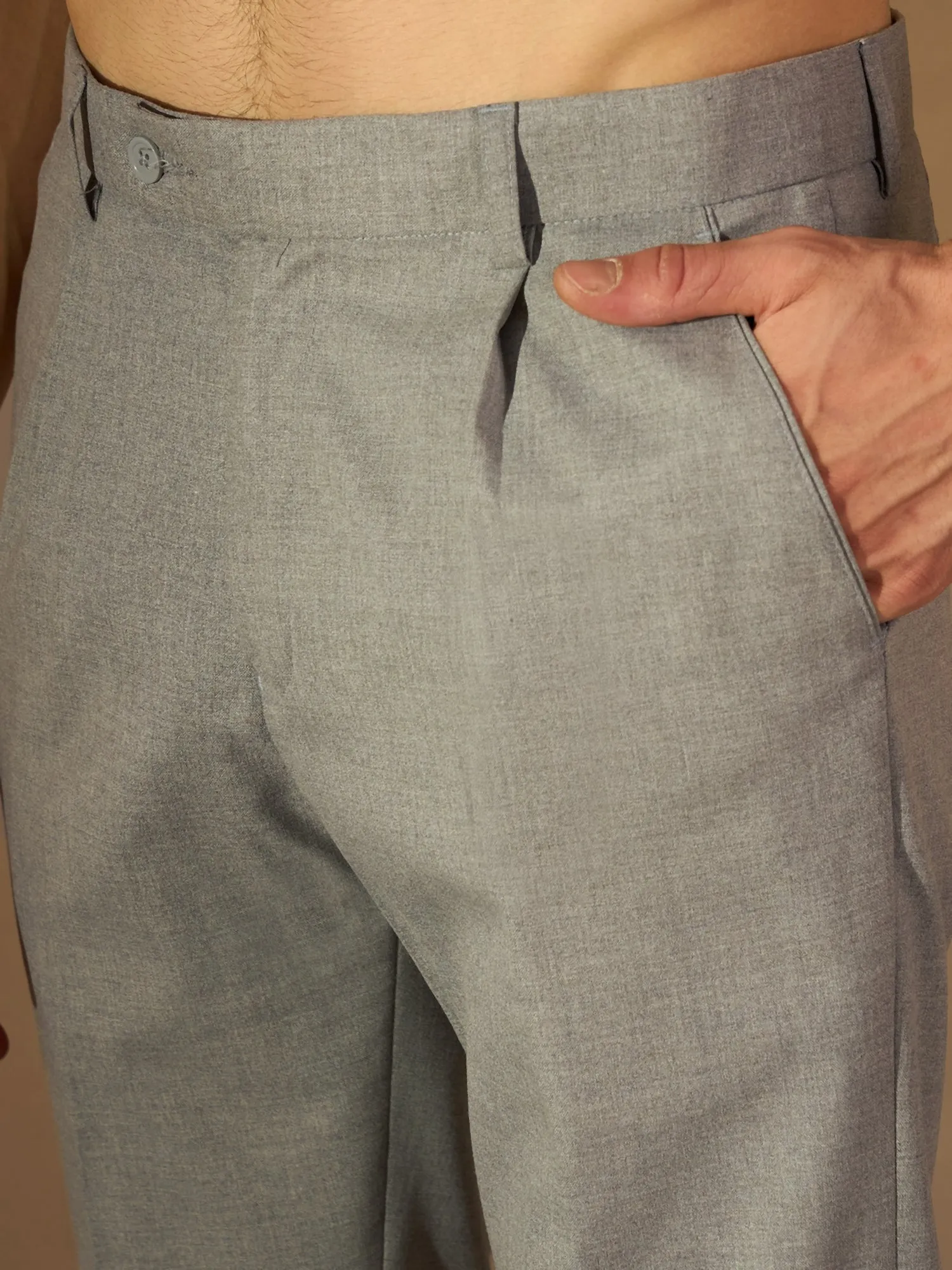 DENNISON Men Grey Formal Trousers