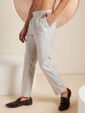 DENNISON Men Light Grey Formal Trousers
