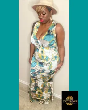 Floral greens maxi dress