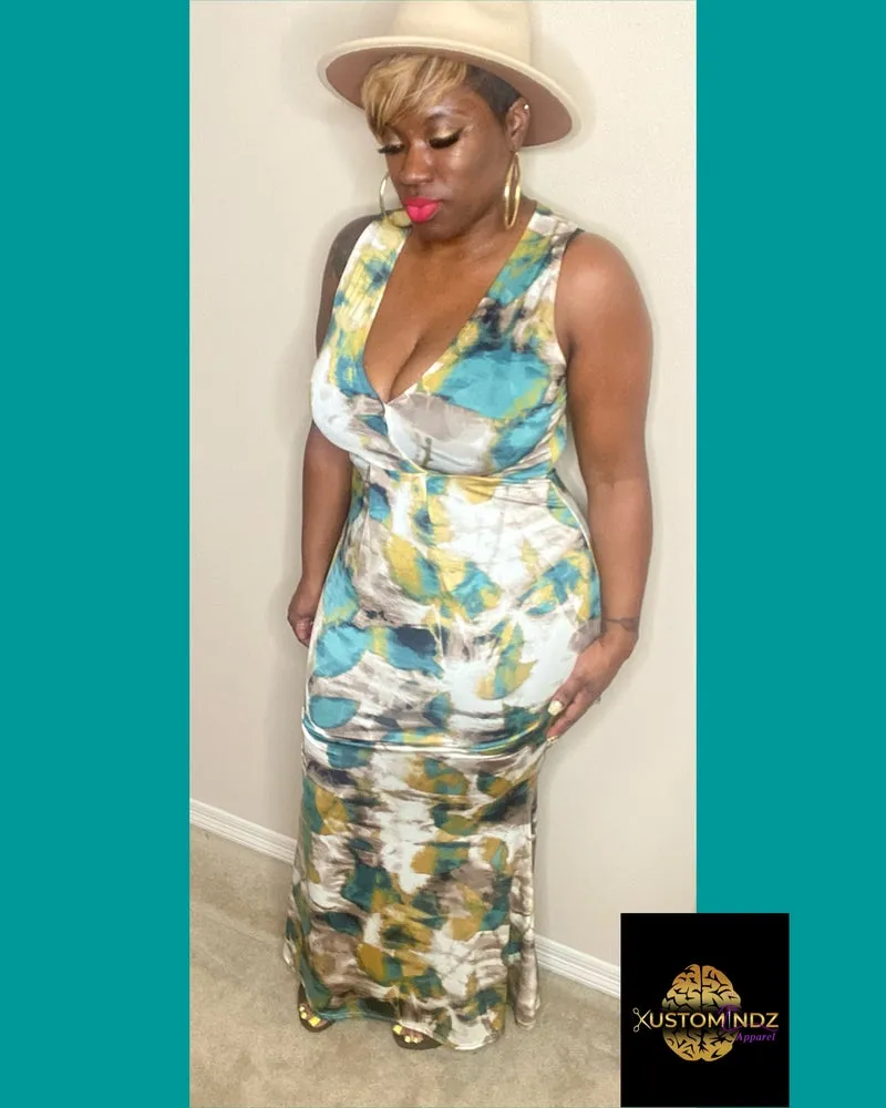 Floral greens maxi dress