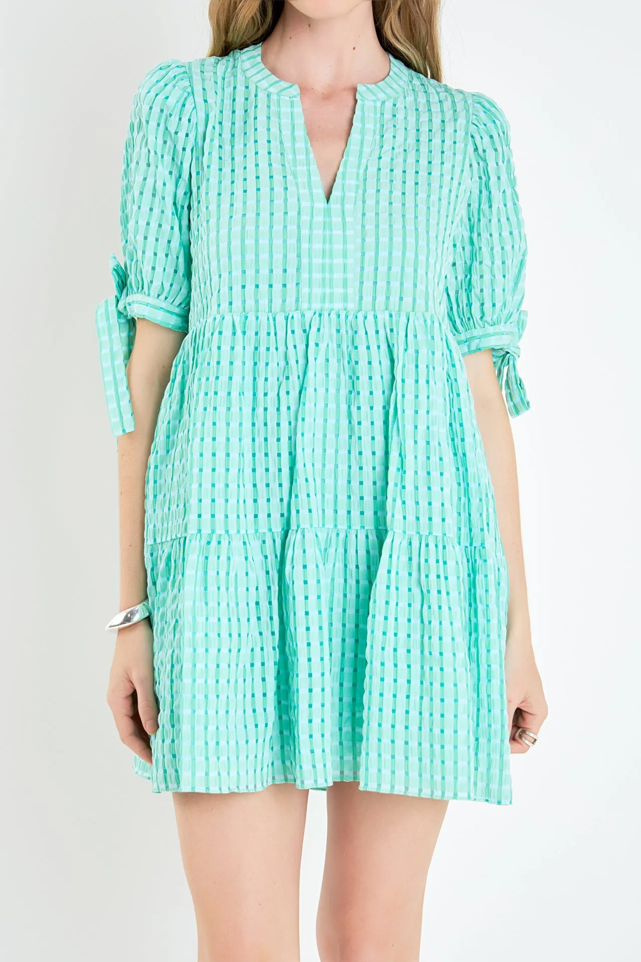 Gingham Tiered Mini Dress