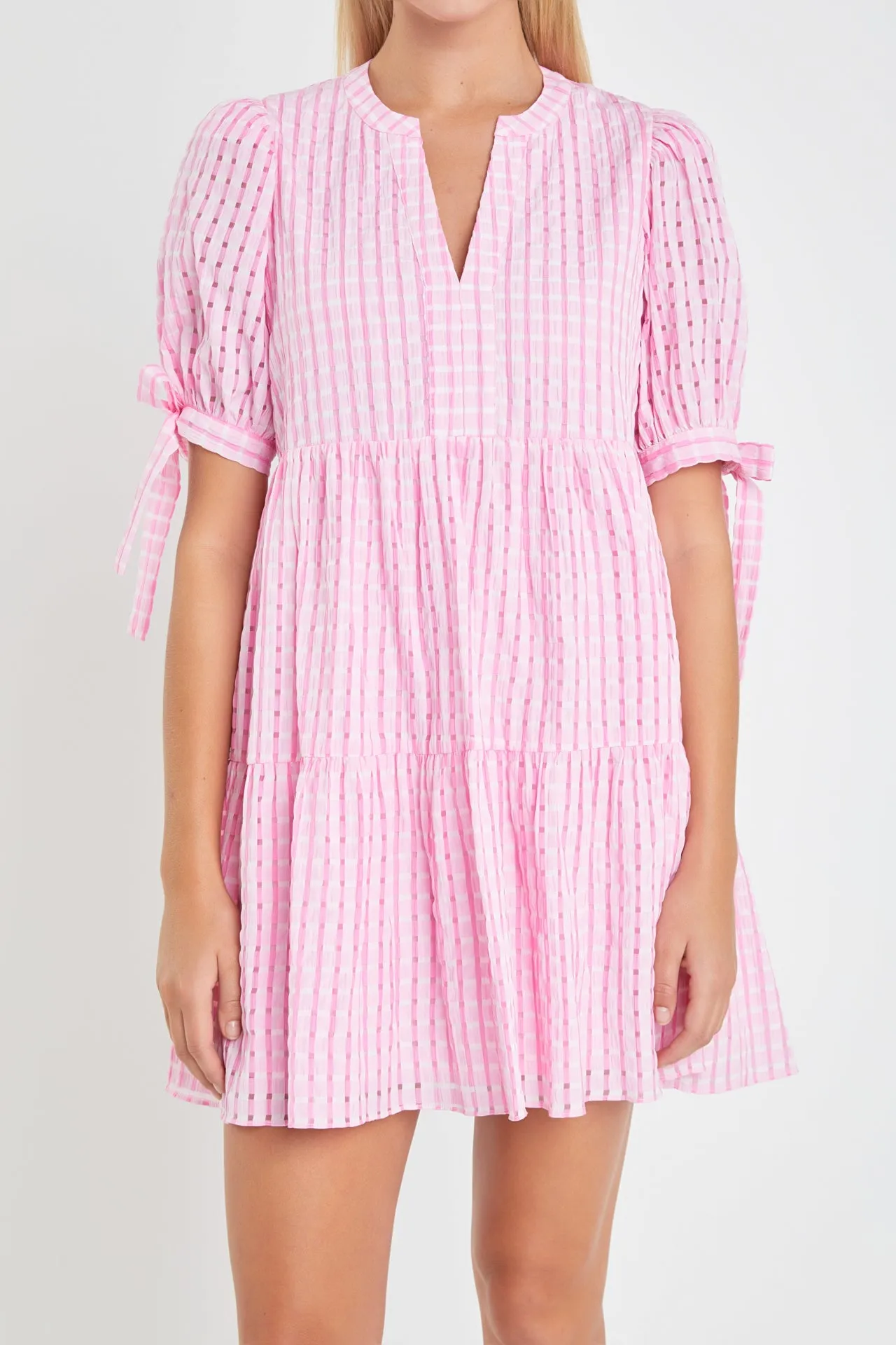 Gingham Tiered Mini Dress