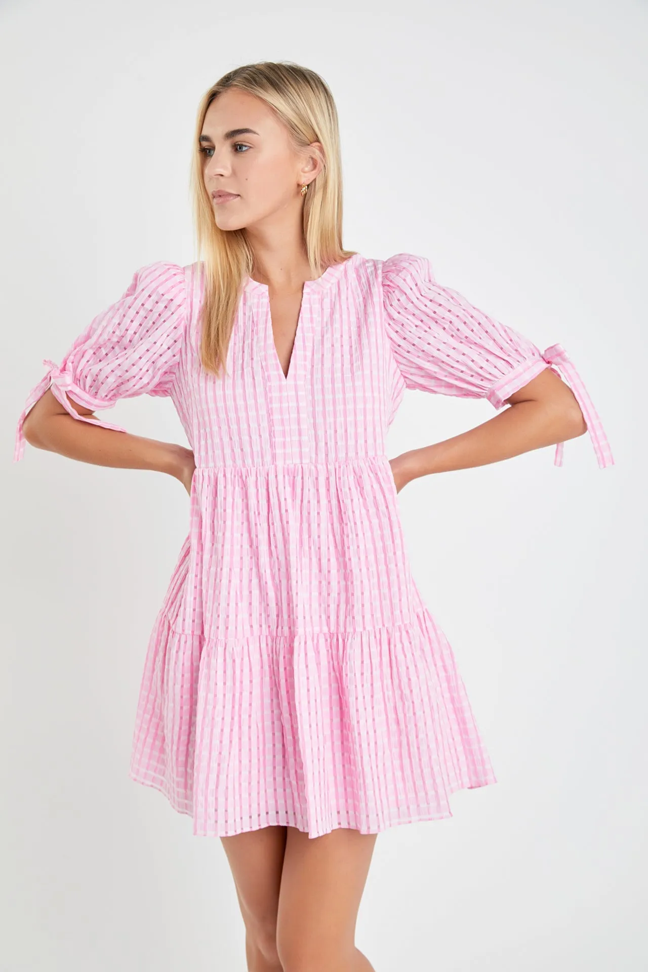Gingham Tiered Mini Dress