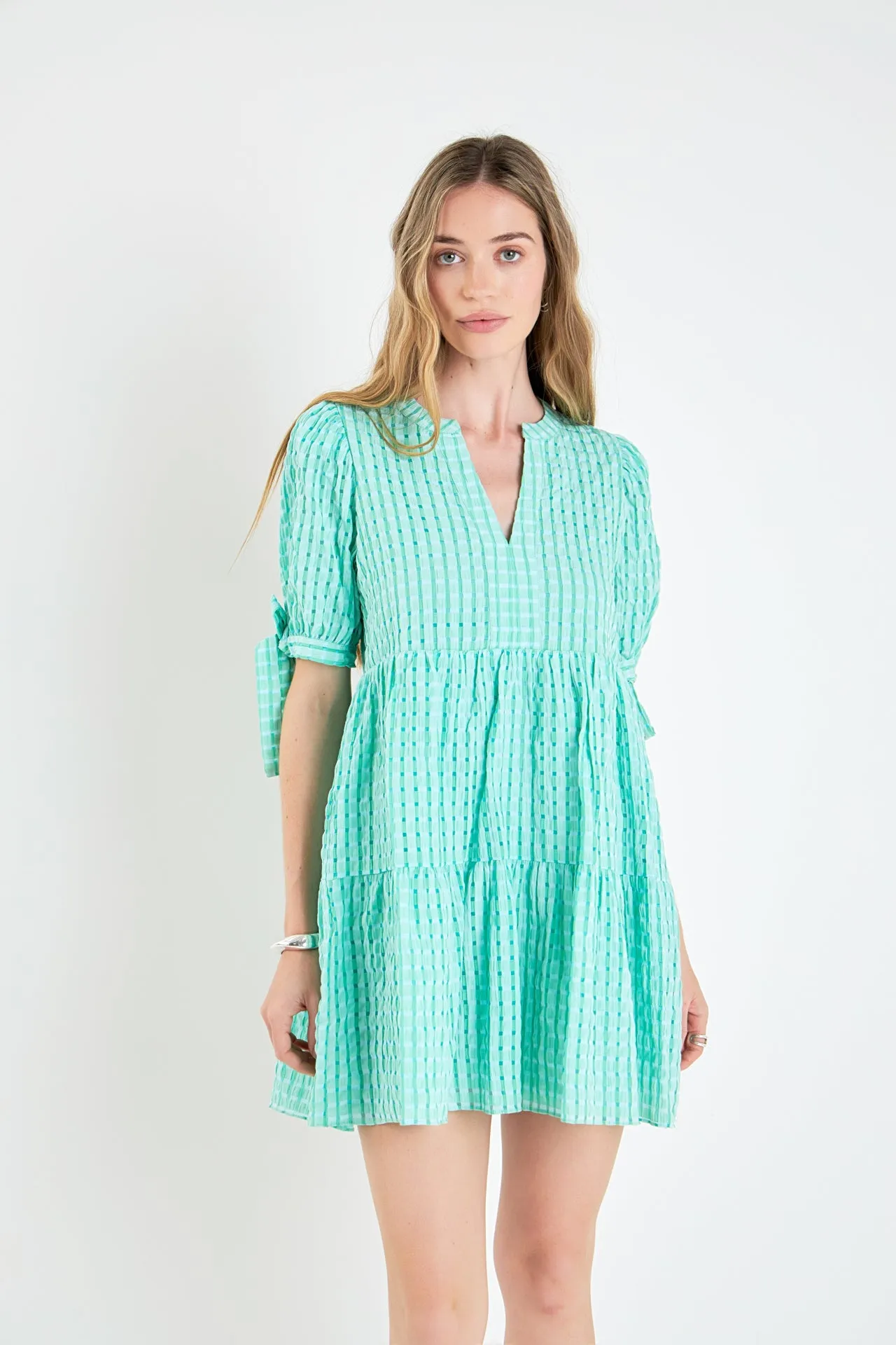 Gingham Tiered Mini Dress