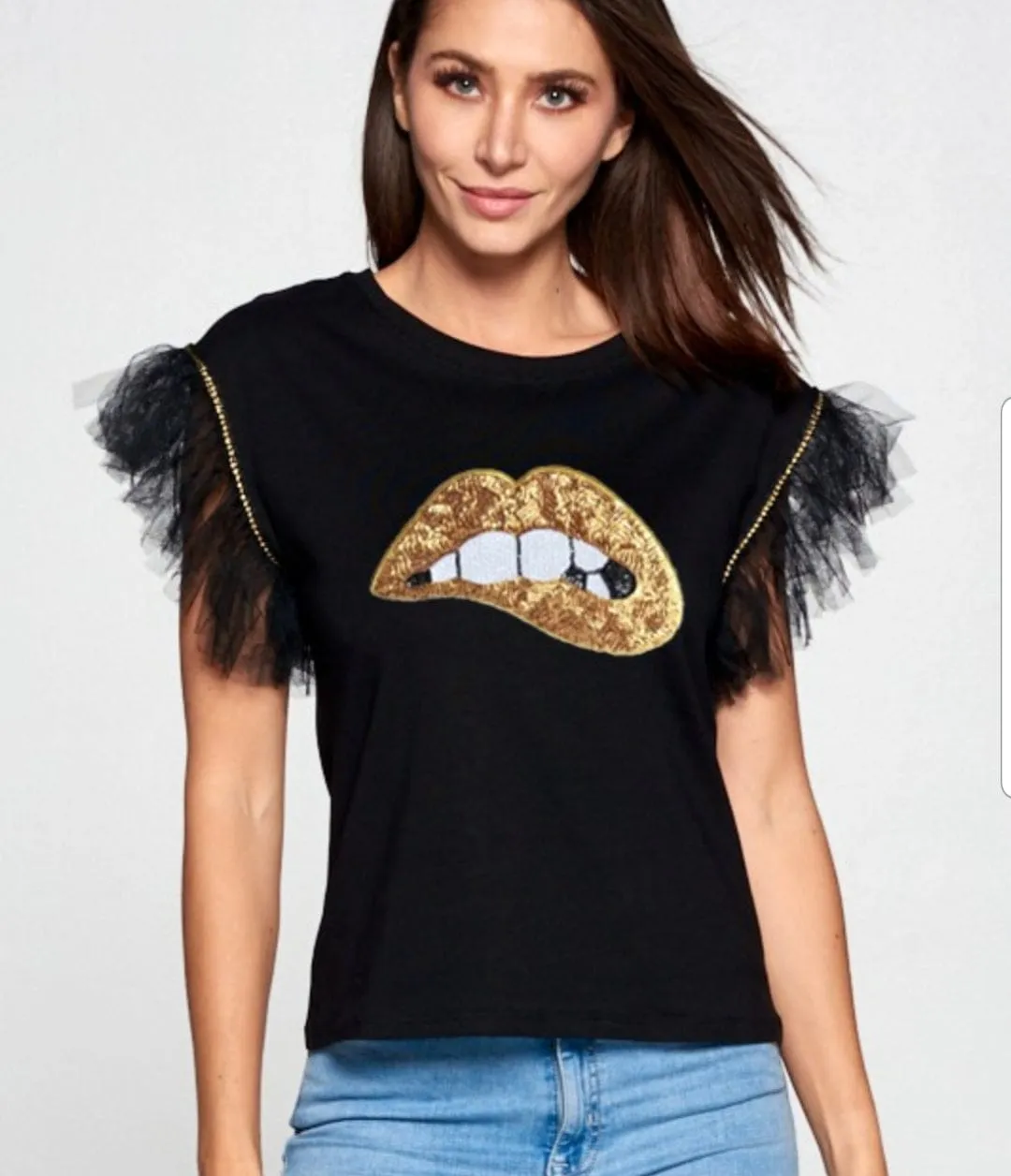 Gold Kiss Sequins top