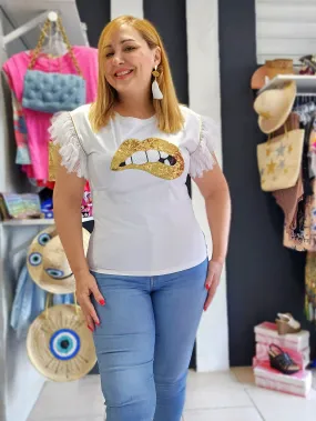 Gold Kiss Sequins top