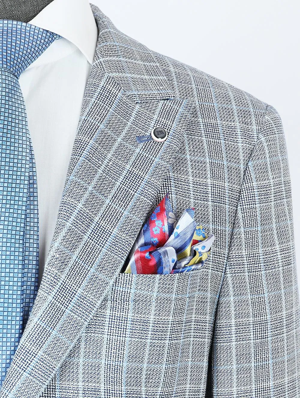 Grey Checked Pure Linen Men Summer Suit