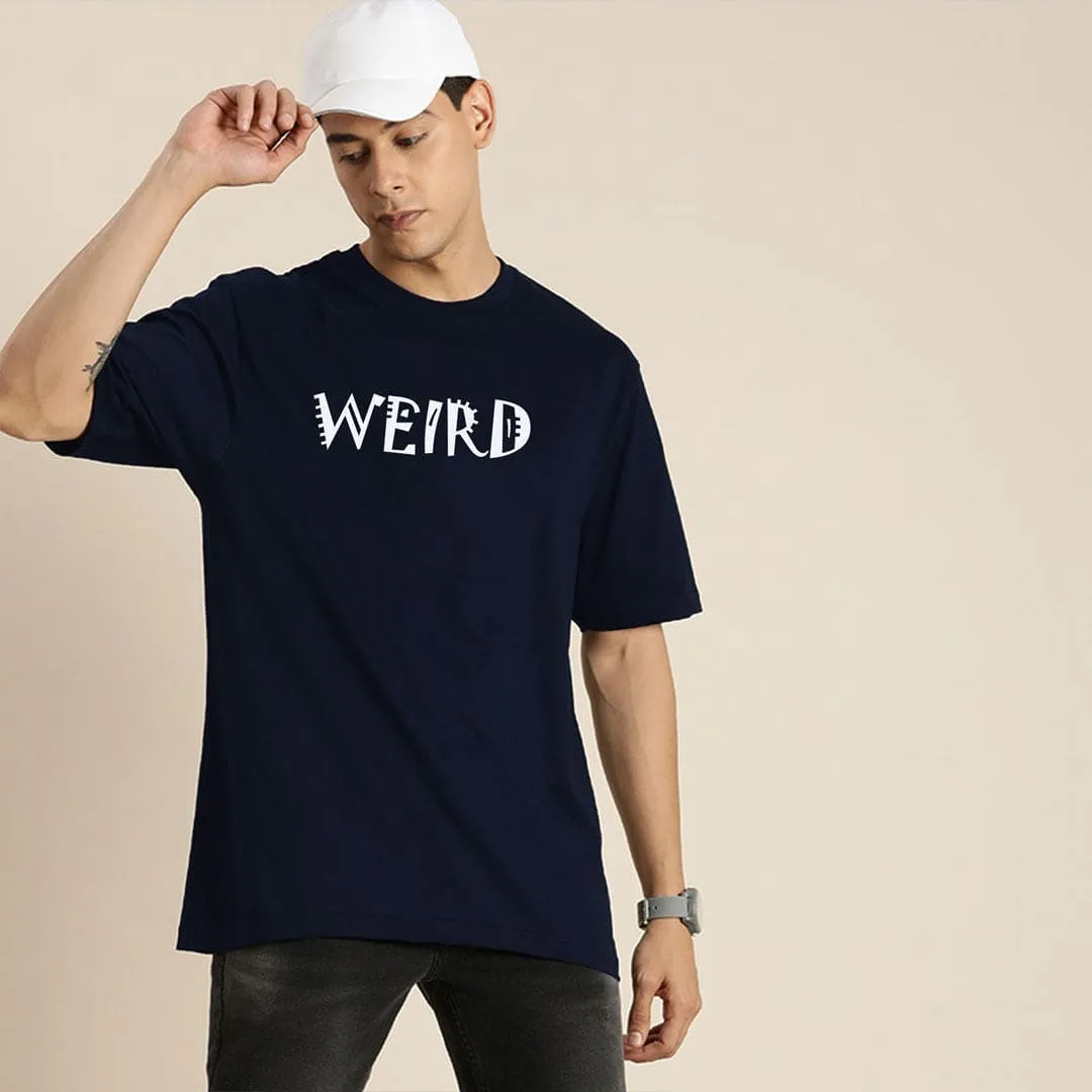 Jupiter Men's Oversized Off Shoulder Weird Print Tee Shirt