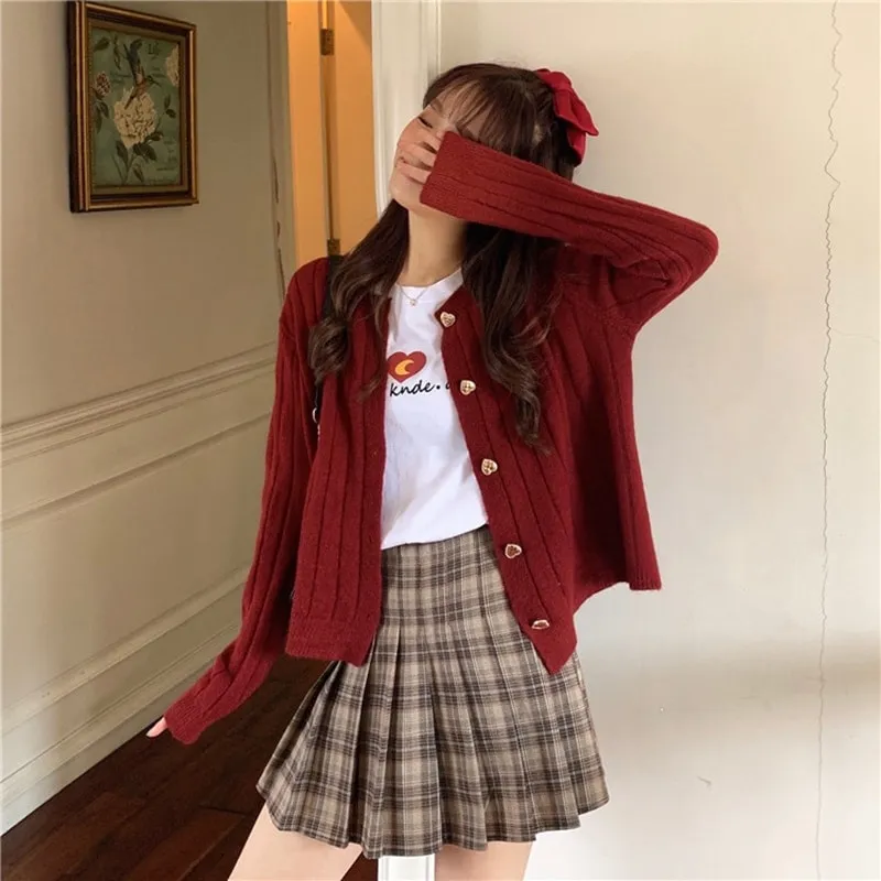 Kawaii Red wine Heart Sweaters