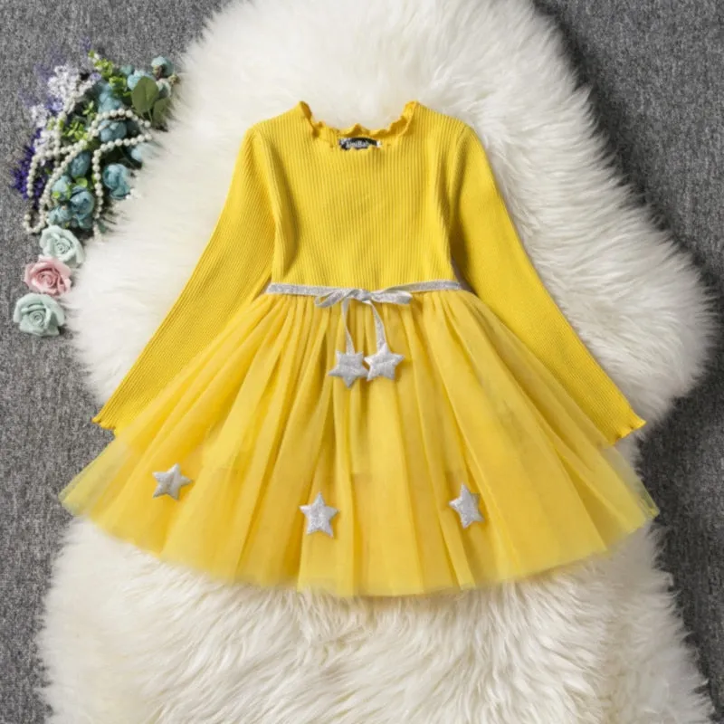 Kids Girls Autumn Full Sleeves Dress for Children Party Kids Casual Dress - KGD8362
