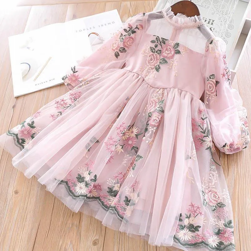 Kids Girls Autumn Full Sleeves Dress for Children Party Kids Casual Dress - KGD8362