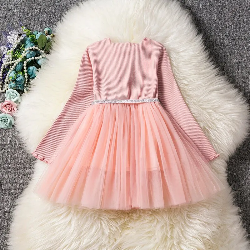 Kids Girls Autumn Full Sleeves Dress for Children Party Kids Casual Dress - KGD8362