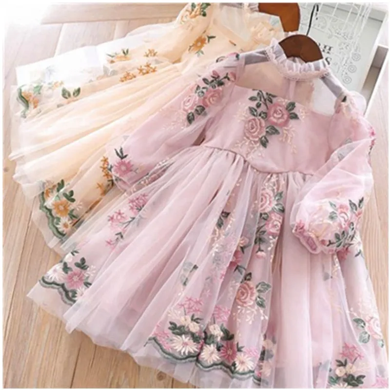 Kids Girls Autumn Full Sleeves Dress for Children Party Kids Casual Dress - KGD8362