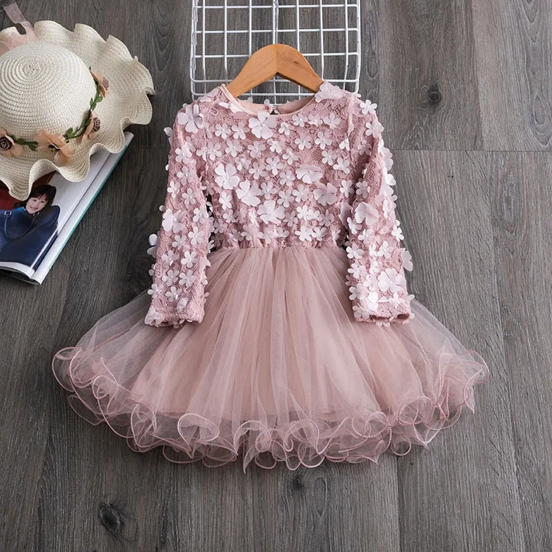 Kids Girls Autumn Full Sleeves Dress for Children Party Kids Casual Dress - KGD8362