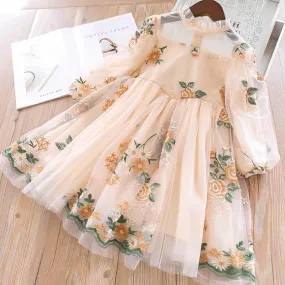 Kids Girls Autumn Full Sleeves Dress for Children Party Kids Casual Dress - KGD8362