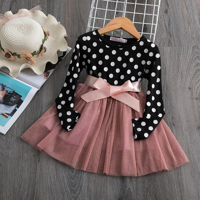 Kids Girls Autumn Full Sleeves Dress for Children Party Kids Casual Dress - KGD8362