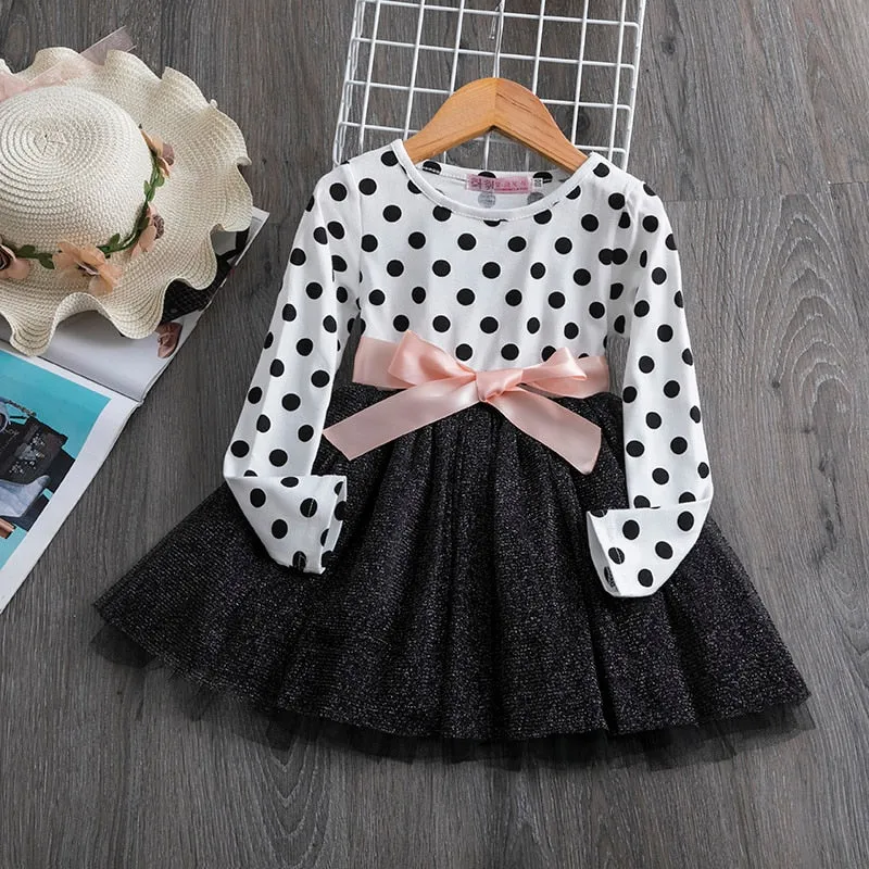 Kids Girls Autumn Full Sleeves Dress for Children Party Kids Casual Dress - KGD8362