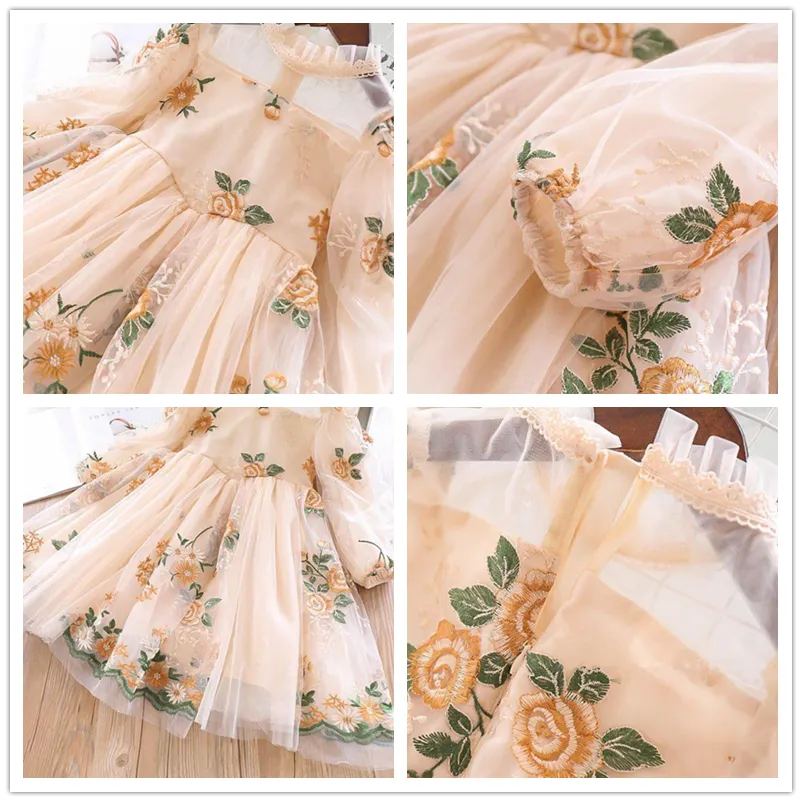 Kids Girls Autumn Full Sleeves Dress for Children Party Kids Casual Dress - KGD8362