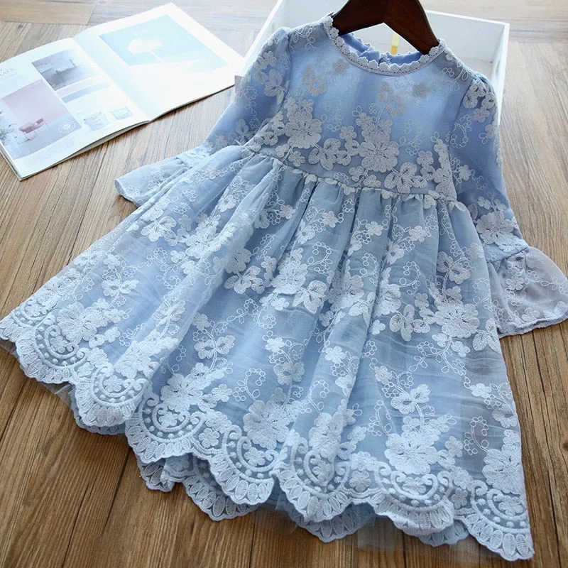 Kids Girls Autumn Full Sleeves Dress for Children Party Kids Casual Dress - KGD8362