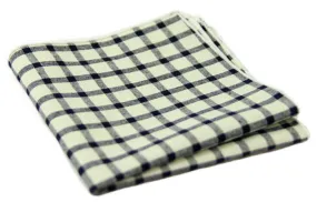 Linen White / Prussian Blue Gingham Pocket Square - [2017 Spring]
