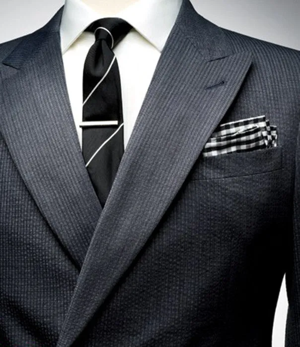 Midnight Black / White Gingham Pocket Square - [2017 Spring]
