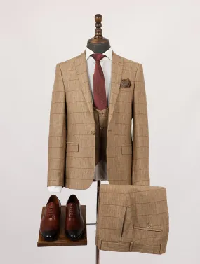 Peanut Pure Linen Men Summer Suit