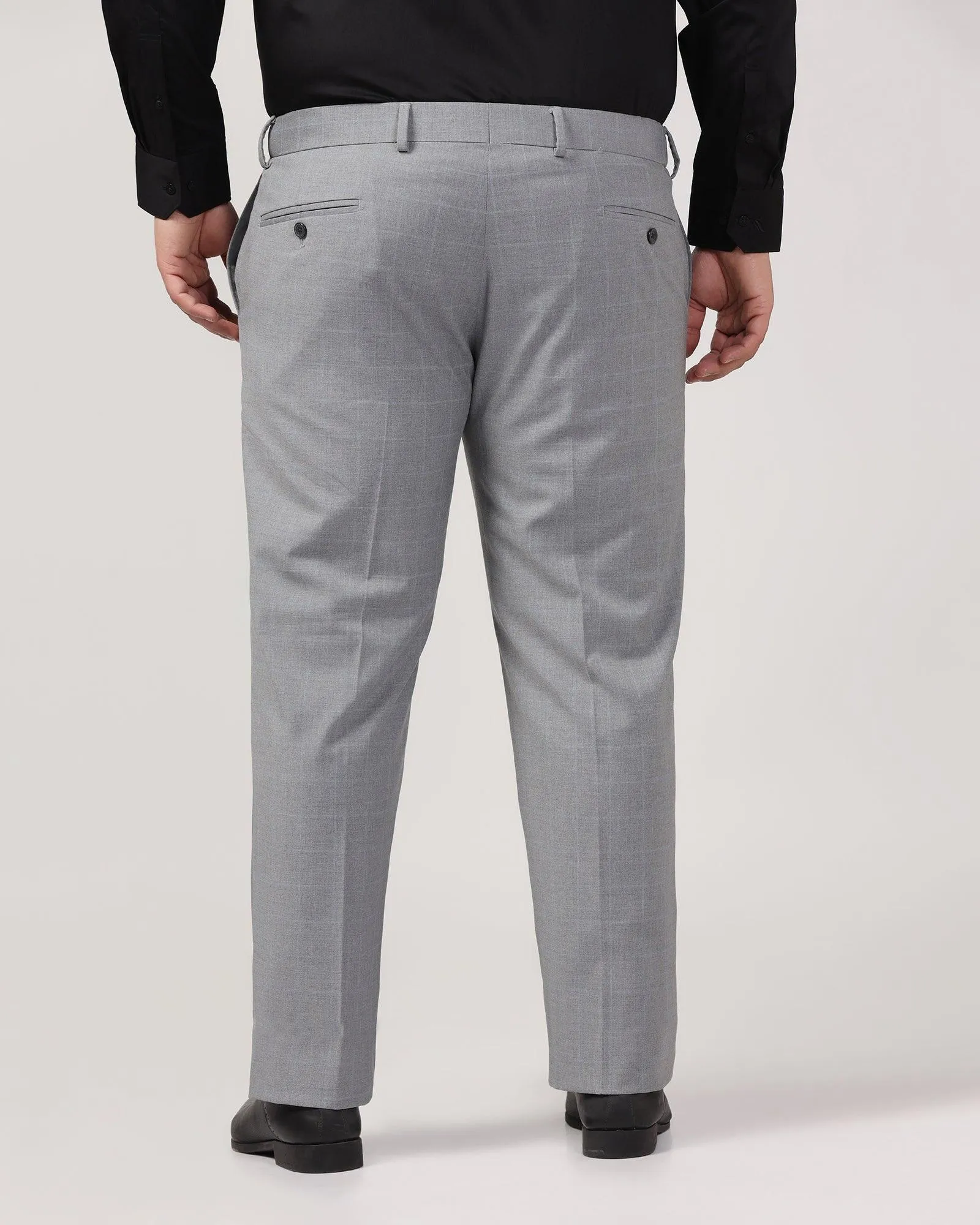 Slim Fit B-91 Formal Light Grey Check Trouser - Banner