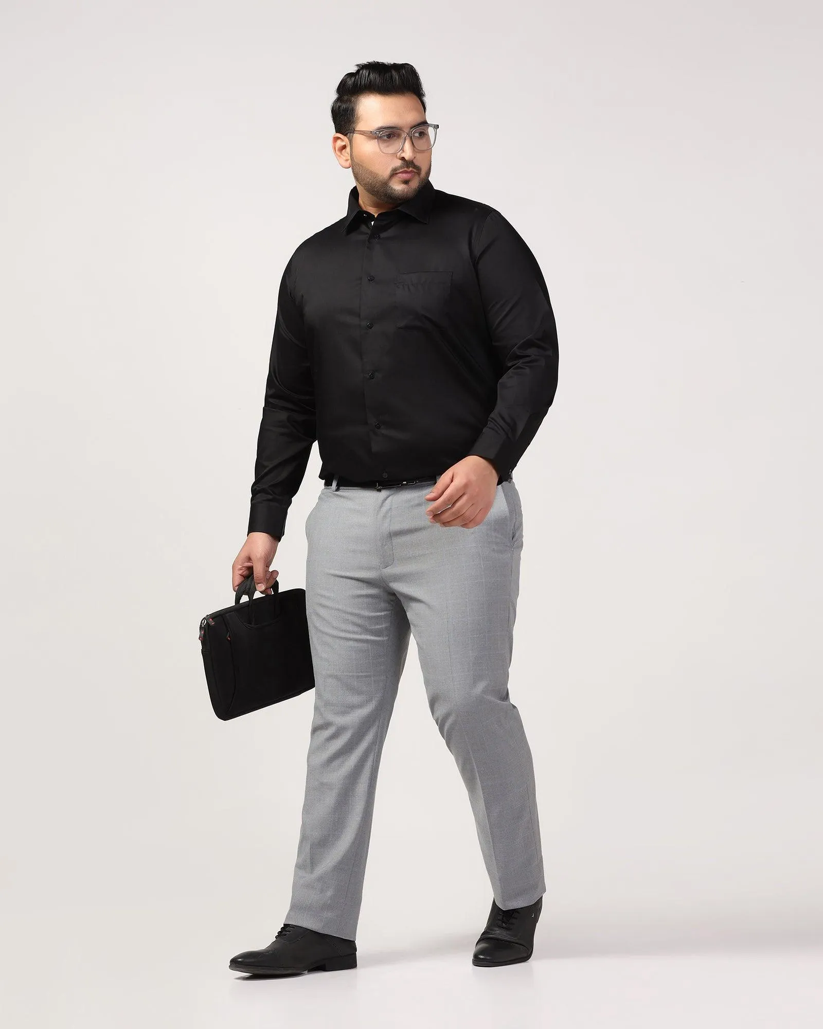 Slim Fit B-91 Formal Light Grey Check Trouser - Banner