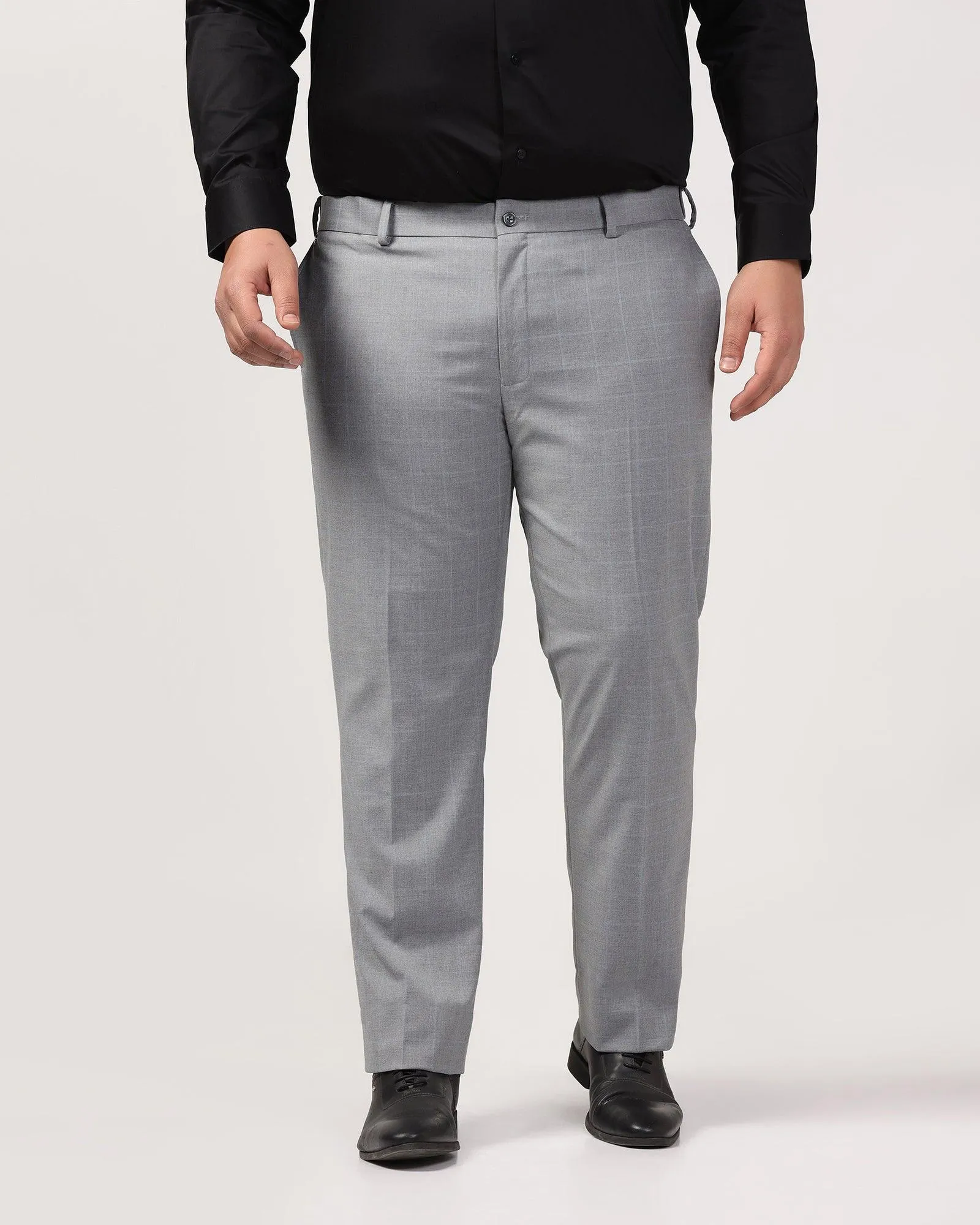 Slim Fit B-91 Formal Light Grey Check Trouser - Banner