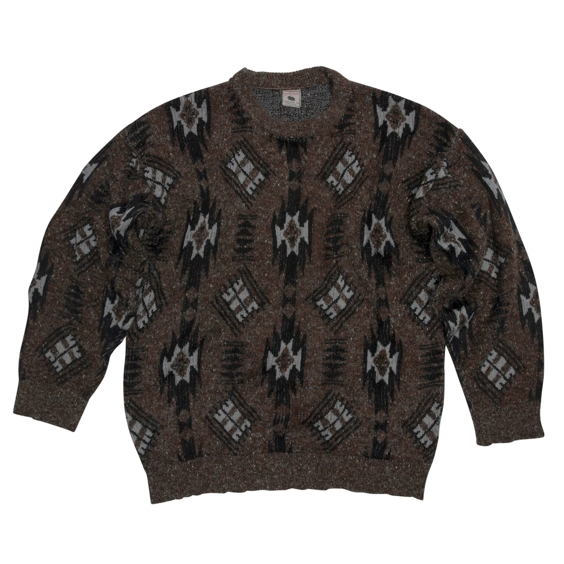 Tweed Yarn Navajo Jacquard Crew Neck Jumper