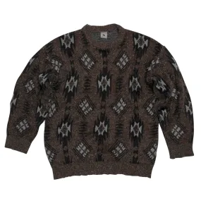 Tweed Yarn Navajo Jacquard Crew Neck Jumper