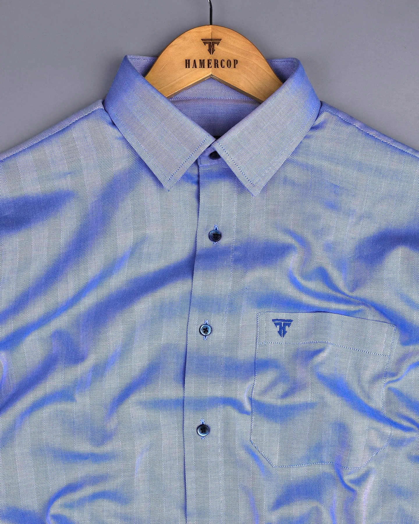 Vivid Blue Jacquard Self Stripe Dobby Cotton Shirt